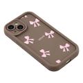 iPhone 15 Plus Stylish Shockproof TPU Case with Raised Edges - Brown / Bow