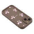iPhone 15 Plus Stylish Shockproof TPU Case with Raised Edges - Brown / Bow