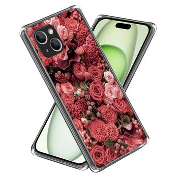 iPhone 15 Plus Stylish Ultra-Slim TPU Case - Red Flowers