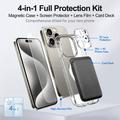 iPhone 15 Pro 4-in-1 MagSafe Protection Set with Card Holder - Clear / Black