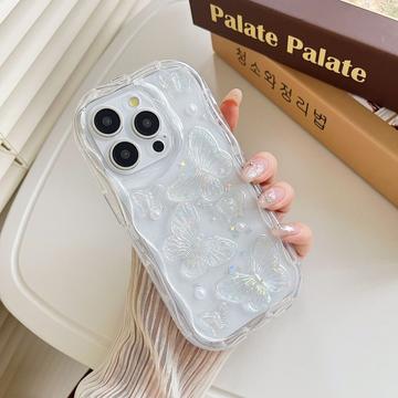 iPhone 15 Pro Butterfly and Pearl TPU Case - Transparent