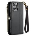 iPhone 15 Pro CaseMe C36 RFID Blocking Wallet Case - Black