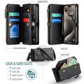 iPhone 15 Pro CaseMe C36 RFID Blocking Wallet Case - Black