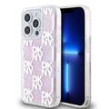 iPhone 15 Pro DKNY Liquid Glitter Checkered Pattern Case - Pink