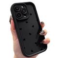 iPhone 15 Pro Heart Pattern Shockproof TPU Case with Raised Edges - Black
