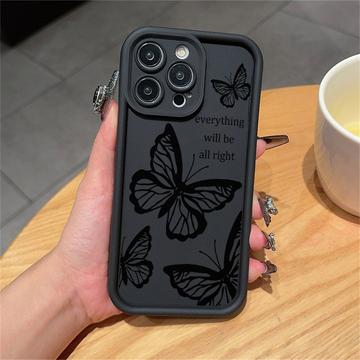 iPhone 15 Pro Max Butterfly Print TPU Case - Black