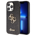 iPhone 15 Pro Max Guess Fixed Glitter 4G Metal Logo Case - Black