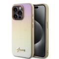 iPhone 15 Pro Max Guess Iridescent Metal Script Hybrid Case - Gold