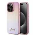 iPhone 15 Pro Max Guess Iridescent Metal Script Hybrid Case - Pink