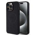 iPhone 15 Pro Max Mercedes-Benz Star Pattern Mag Leather Case - Black