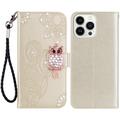 iPhone 15 Pro Max Owl Rhinestone Wallet Case