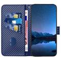 iPhone 15 Pro Max Premium Wallet Case with Strap - Carbon Fiber Texture - Carbon Blue
