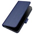 iPhone 15 Pro Max Premium Wallet Case with Strap - Carbon Fiber Texture - Carbon Blue
