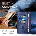 iPhone 15 Pro Max Premium Wallet Case with Strap - Carbon Fiber Texture - Carbon Blue
