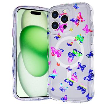 iPhone 15 Pro Max Wave-Edge Laser Glitter MagSafe Case - Butterfly