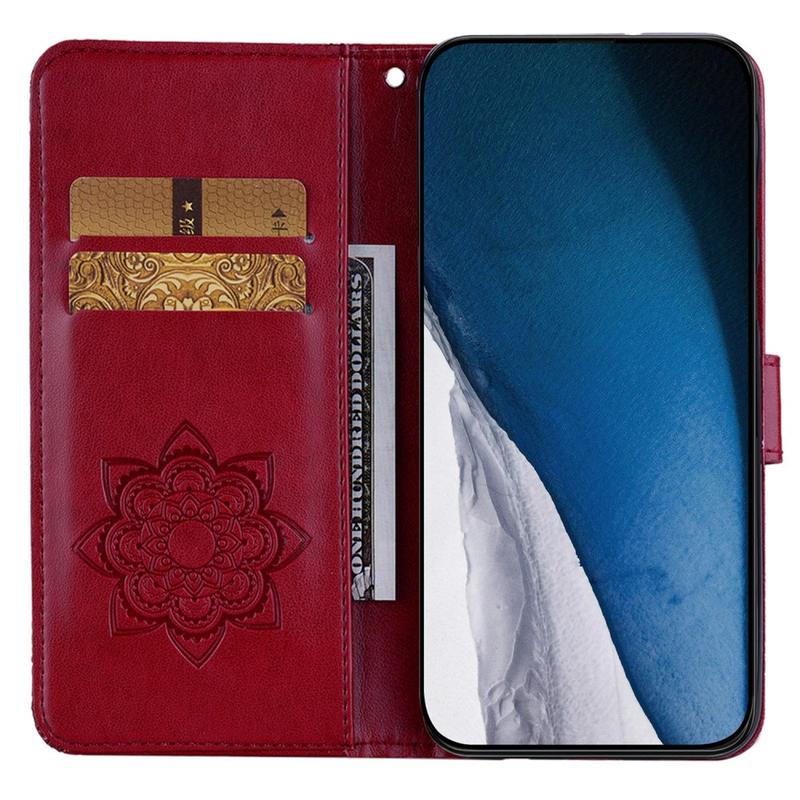 iPhone 15 Pro Owl Rhinestone Wallet Case Red