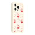 iPhone 15 Pro Stylish Shockproof TPU Case with Raised Edges - White / Bow-Tied Cherries