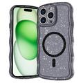 iPhone 15 Pro Wave-Edge Laser Glitter MagSafe Case - Translucent Black