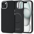iPhone 15 Tech-Protect Ion Carbon Plastic Case - MagSafe Compatible - Black / Silver