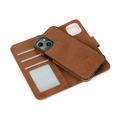 iPhone 15 Vintage 2-in-1 Wallet Case with Removable Cover - Brown