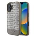 iPhone 16 DKNY Repeat Pattern Bottom Stripe Case - MagSafe Compatible - Brown
