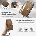 iPhone 16 Floral & Leaf Pattern Wallet Case with Zipper Pocket & Wrist Strap