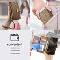 iPhone 16 Floral & Leaf Pattern Wallet Case with Zipper Pocket & Wrist Strap