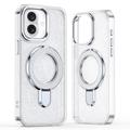 iPhone 16 Glitter Hybrid Case with Kickstand - MagSafe Compatible - Transparent