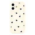 iPhone 16 Heart Pattern Shockproof TPU Case with Raised Edges - White