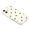 iPhone 16 Heart Pattern Shockproof TPU Case with Raised Edges - White