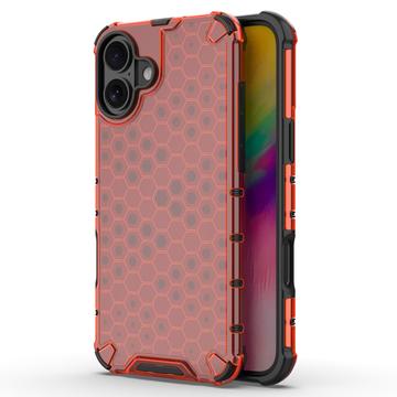 iPhone 16 Honeycomb Armored Hybrid Case - Red