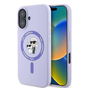 iPhone 16 Karl Lagerfeld Karl and Choupette Liquid Silicone MagSafe Case - Purple