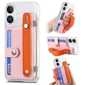iPhone 16 Plus Plastic Case CY1 – Card Slot, Wristband, Kickstand - Pink