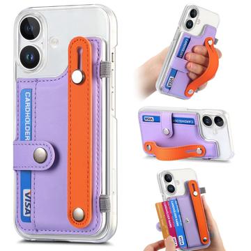 iPhone 16 Plus Plastic Case CY1 – Card Slot, Wristband, Kickstand - Purple