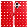 iPhone 16 Plus Polka Dot Pattern Wallet Case - Red