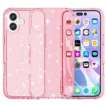 iPhone 16 Plus Stylish Glitter Series Hybrid Case - Pink