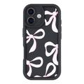iPhone 16 Plus Stylish Shockproof TPU Case with Raised Edges - Black / Big Bow