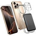 iPhone 16 Pro 4-in-1 MagSafe Protection Set with Card Holder - Clear / Black