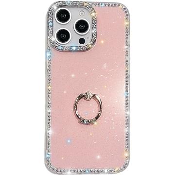 iPhone 16 Pro CrystalGlow Hybrid Case with Ring Holder - Pink
