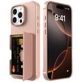 iPhone 16 Pro Hybrid Case with Hidden Mirror & Card Slot - Pink