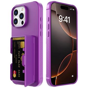 iPhone 16 Pro Hybrid Case with Hidden Mirror / Card Slot - Purple