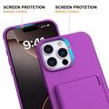 iPhone 16 Pro Hybrid Case with Hidden Mirror & Card Slot - Purple