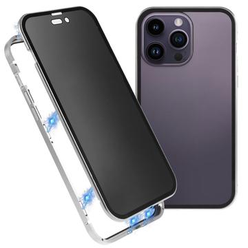 iPhone 16 Pro Magnetic Case with Tempered Glass - Privacy - Silver