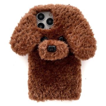 iPhone 16 Pro Max Adorable Teddy Dog-Shaped Plush Case - Brown