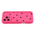 iPhone 16 Pro Max Heart Pattern Shockproof TPU Case with Raised Edges - Hot Pink