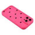 iPhone 16 Pro Max Heart Pattern Shockproof TPU Case with Raised Edges - Hot Pink