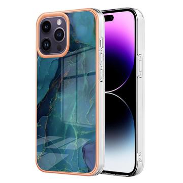 iPhone 16 Pro Max Marble Pattern Electroplated IMD TPU Case - Green