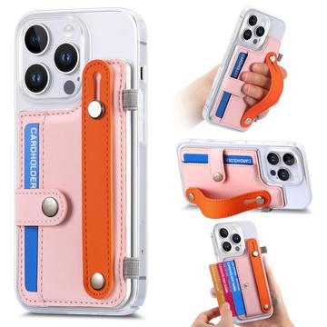 iPhone 16 Pro Max Plastic Case CY1 – Card Slot, Wristband, Kickstand - Pink