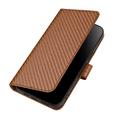 iPhone 16 Pro Max Premium Wallet Case with Strap - Carbon Fiber Texture - Carbon Coffee