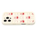 iPhone 16 Pro Max Stylish Shockproof TPU Case with Raised Edges - White / Bow-Tied Cherries